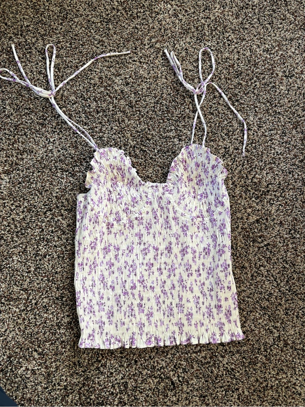 Zara Lavender Floral Smocked Camisole Tank Top